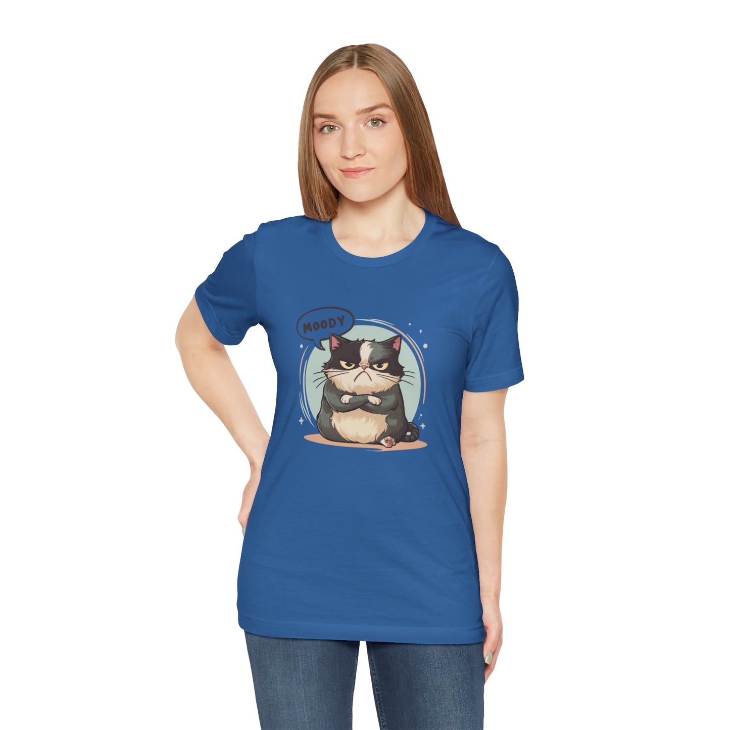 Funny Grumpy Cat T-Shirt for Cat Lovers Columbia Blue T-Shirt