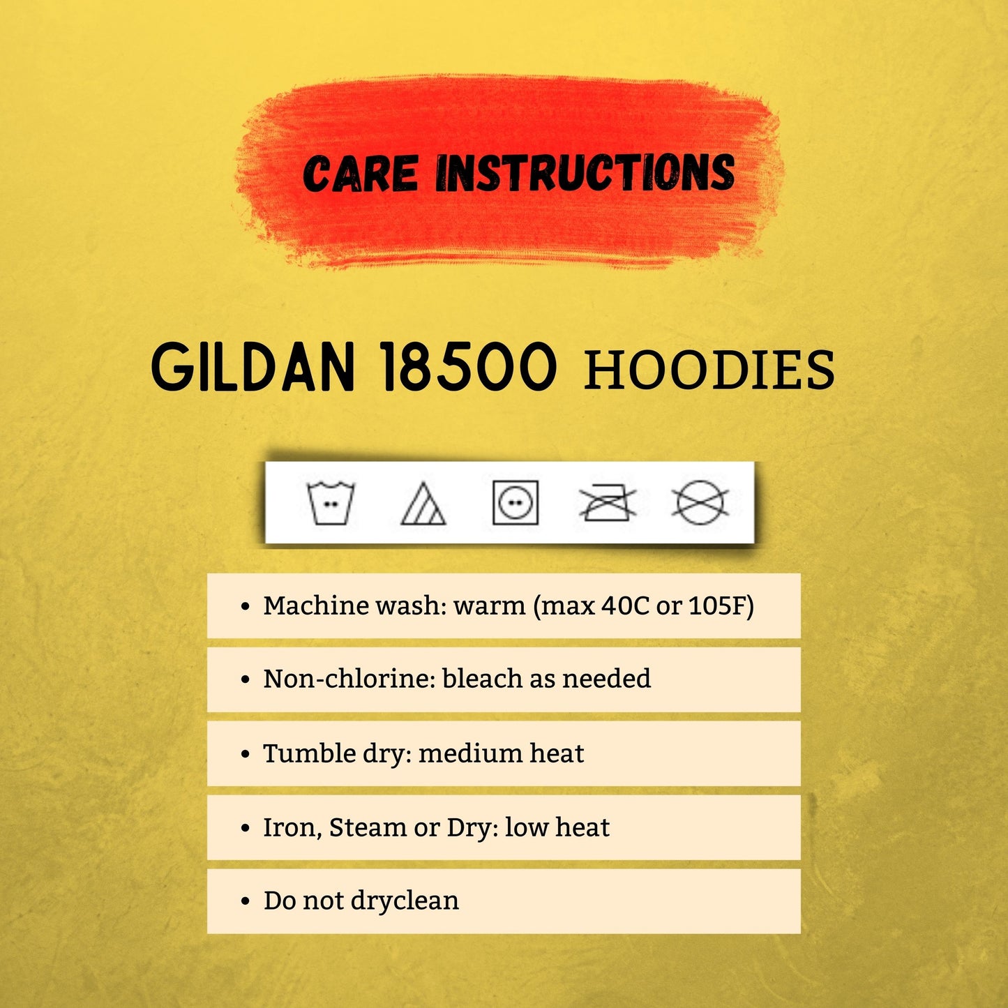 Hoodie Care Instructions