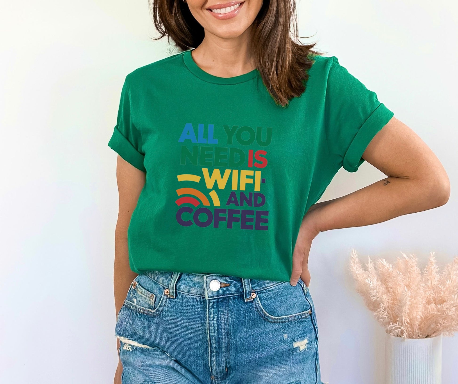 All You Need is Wifi and Coffee Heather Kelly T-Shirt