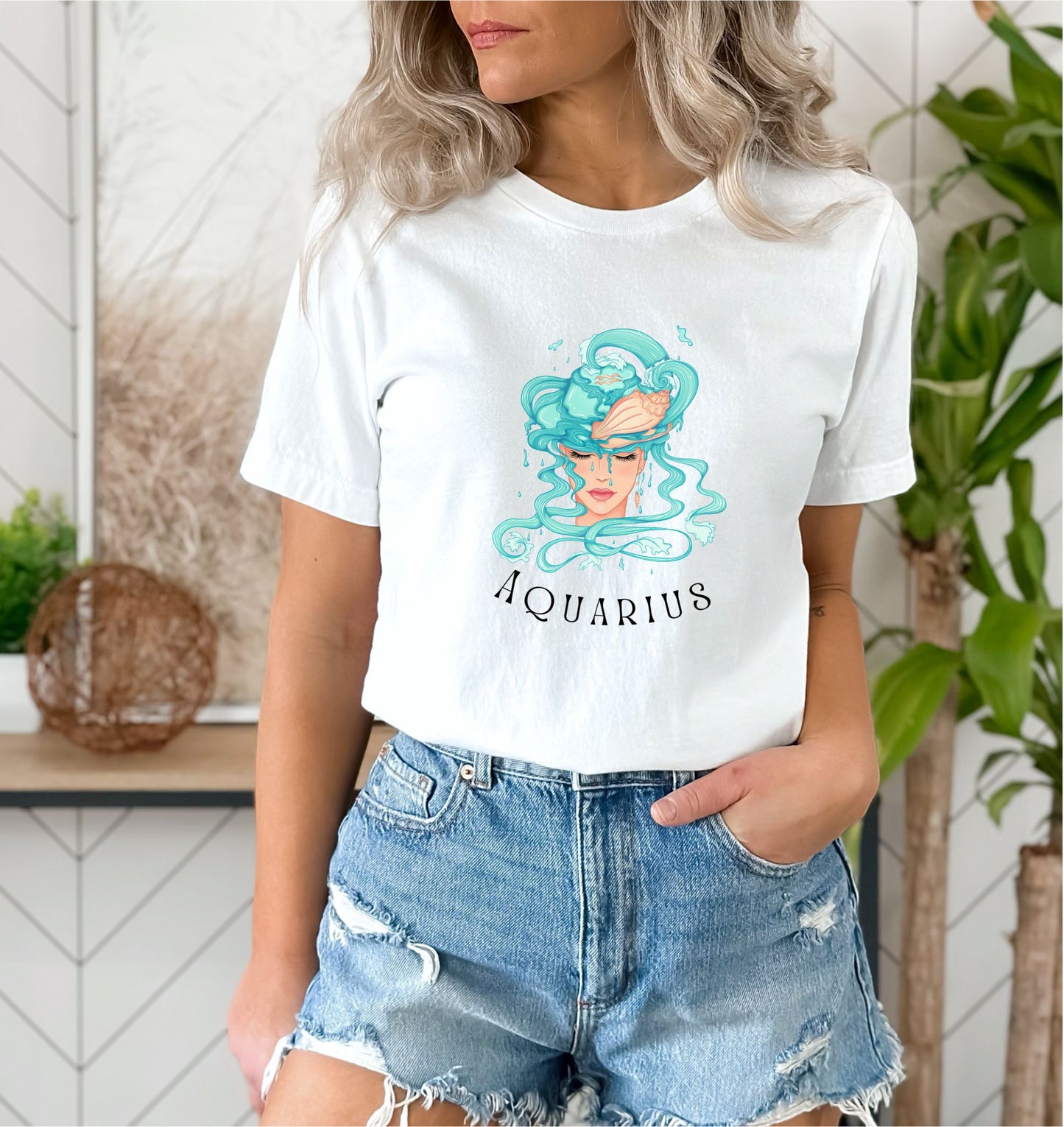 Aquarius White T-Shirt