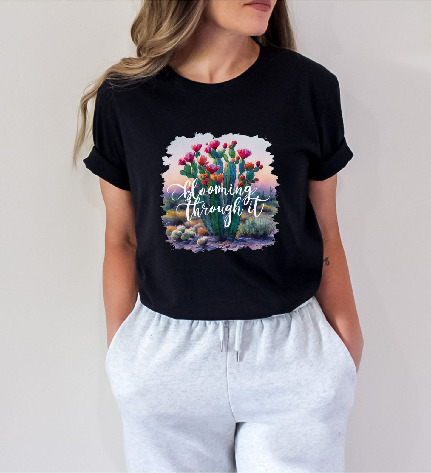 Blooming Through It Black T-Shirt