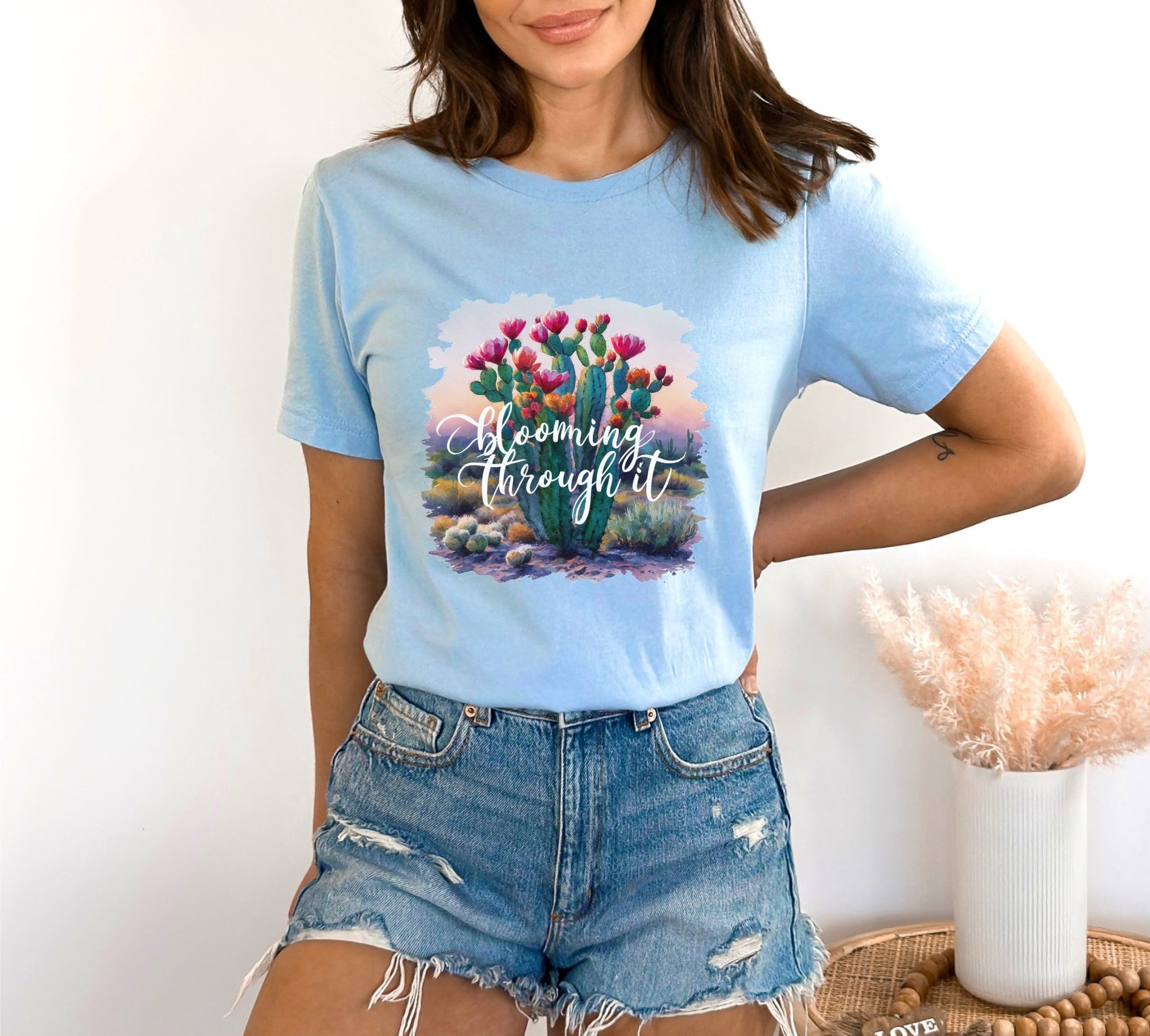 Blooming Through It Light Blue T-Shirt