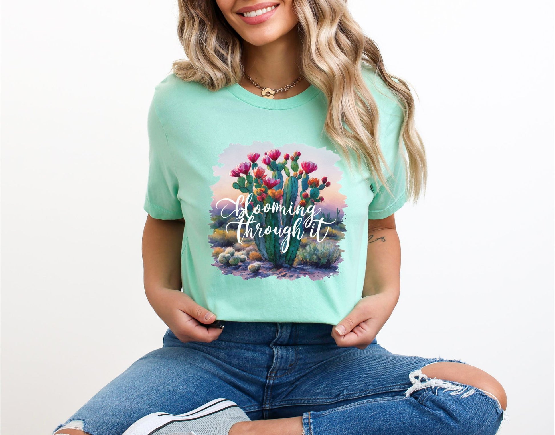 Blooming Through It Mint T-Shirt