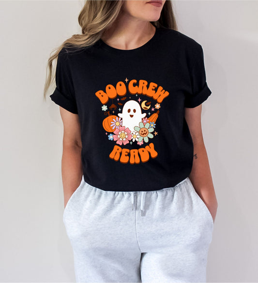 Boo Crew Ready Halloween Black T-Shirt