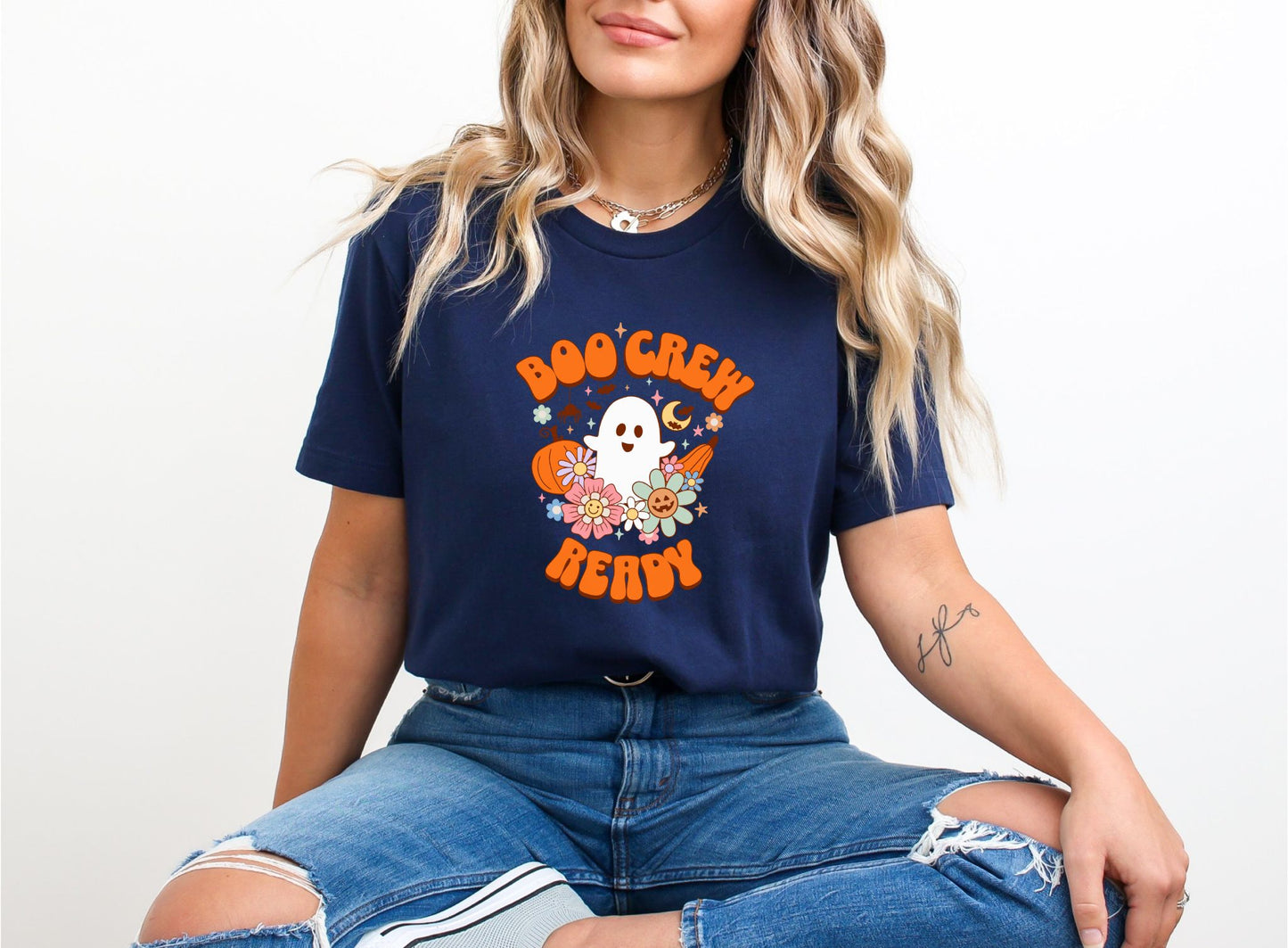 Boo Crew Ready Halloween Navy T-Shirt