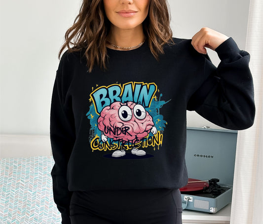 Brain Under Construction Black Sweatshirt