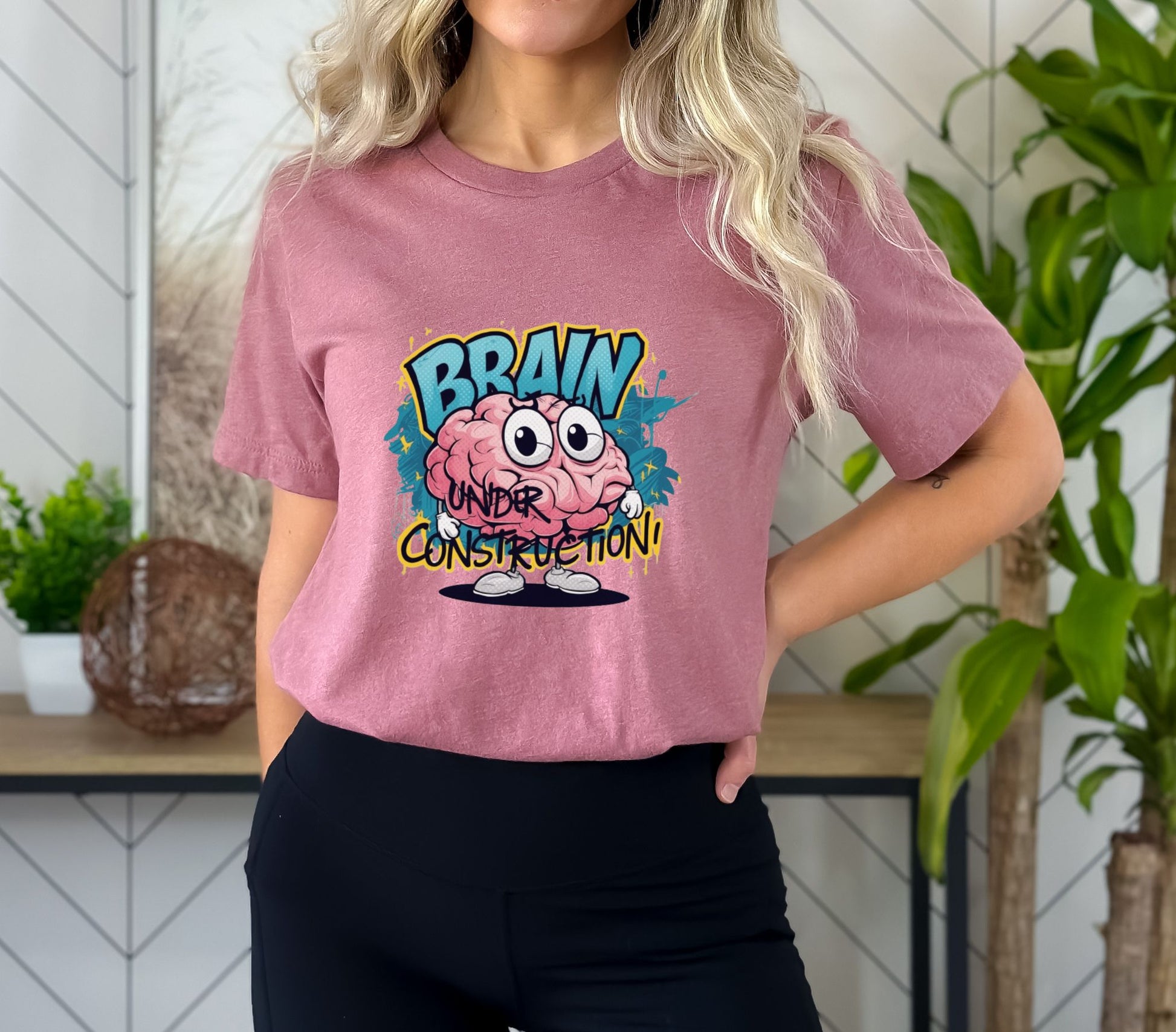 Brain Under Construction Heather Mauve T-Shirt