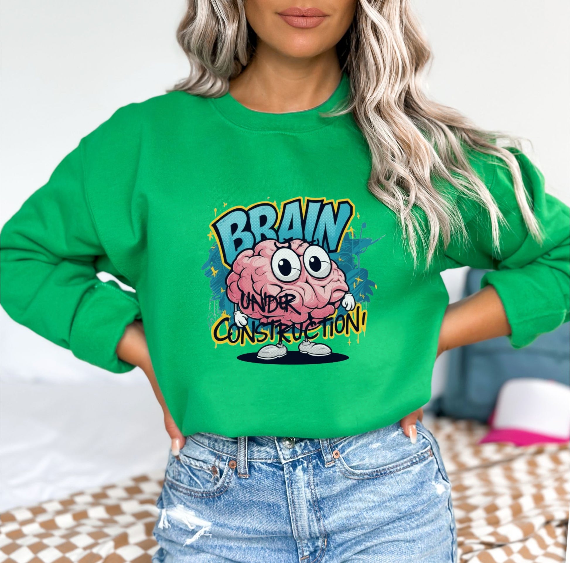 Brain Under Construction Irish Green Sweatshirt