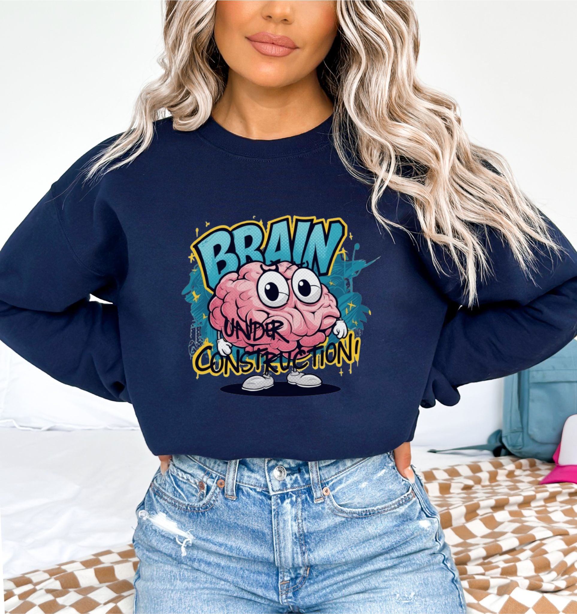 Brain Under Construction Navy Sweatshirt