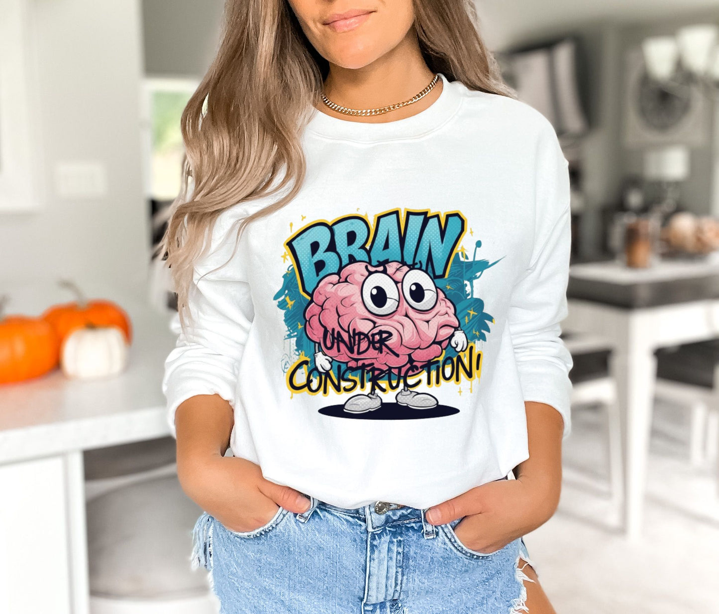 Brain Under Construction White Sweatshirt