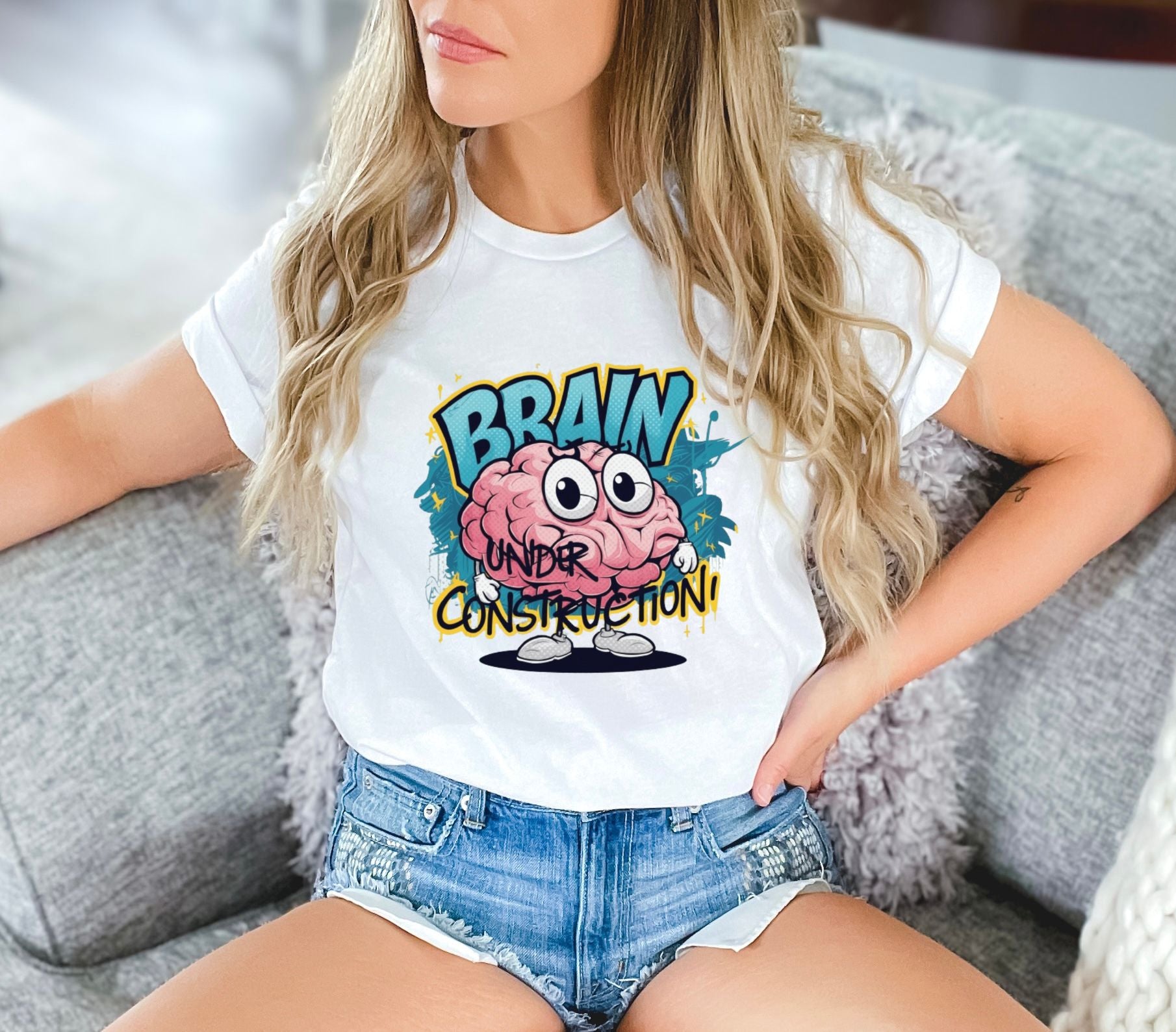 Brain Under Construction White T-Shirt