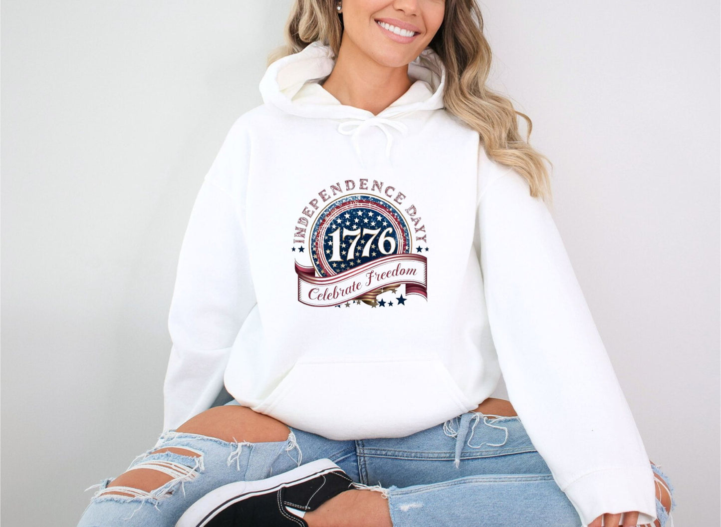 Celebrate Freedom 1776 White Hoodie