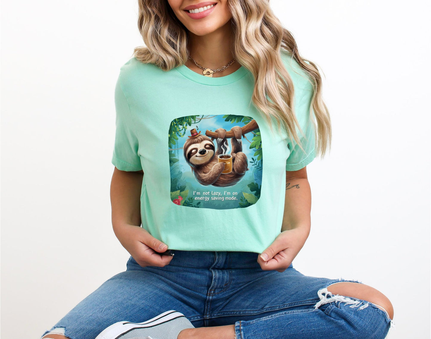 Embrace the Sloth Life Mint T-Shirt