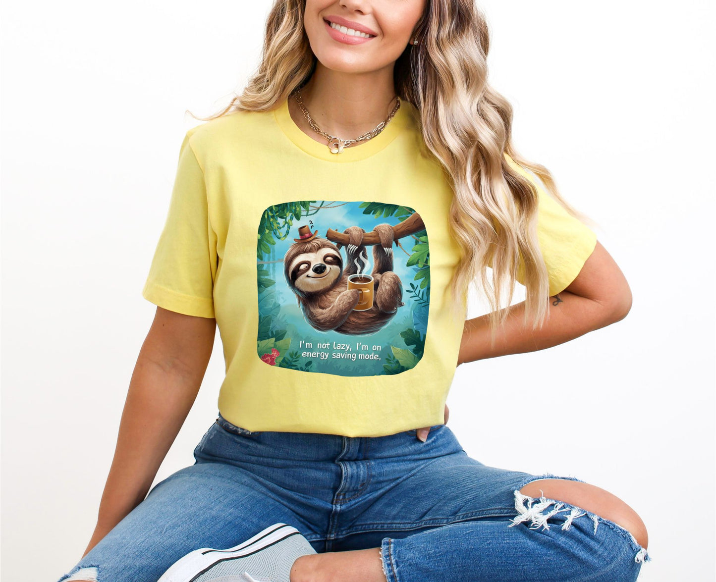 Embrace the Sloth Life Yellow T-Shirt