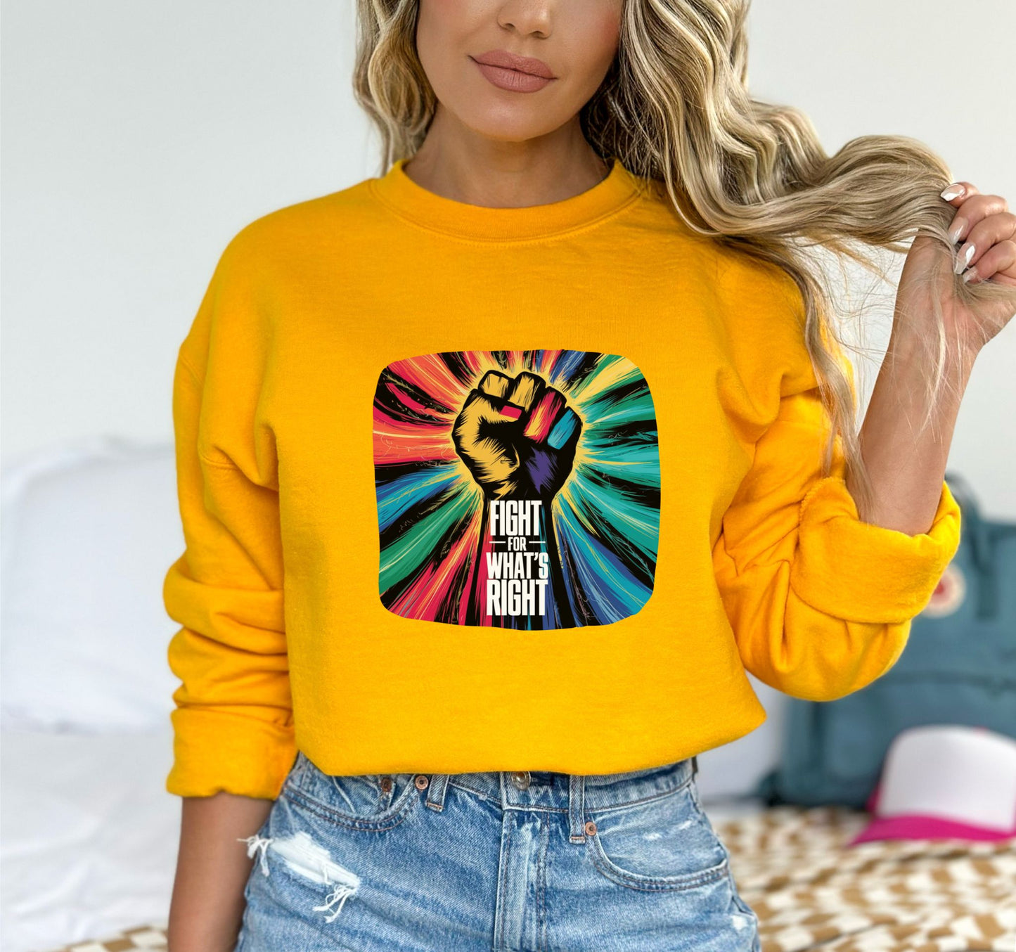 Fight For What's Right Gold Sweatshirt