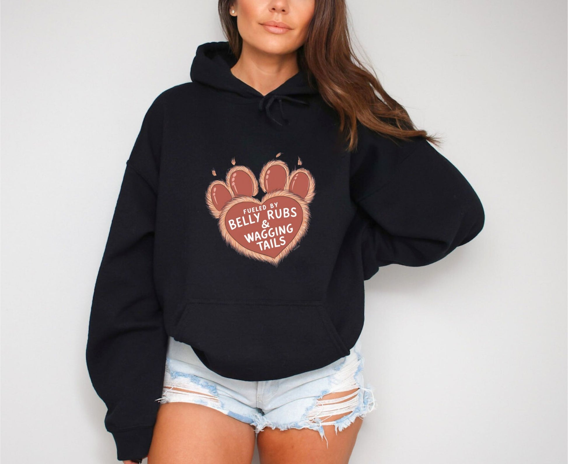 Fueled by Belly Rubs & Wagging Tails Black Hoodie