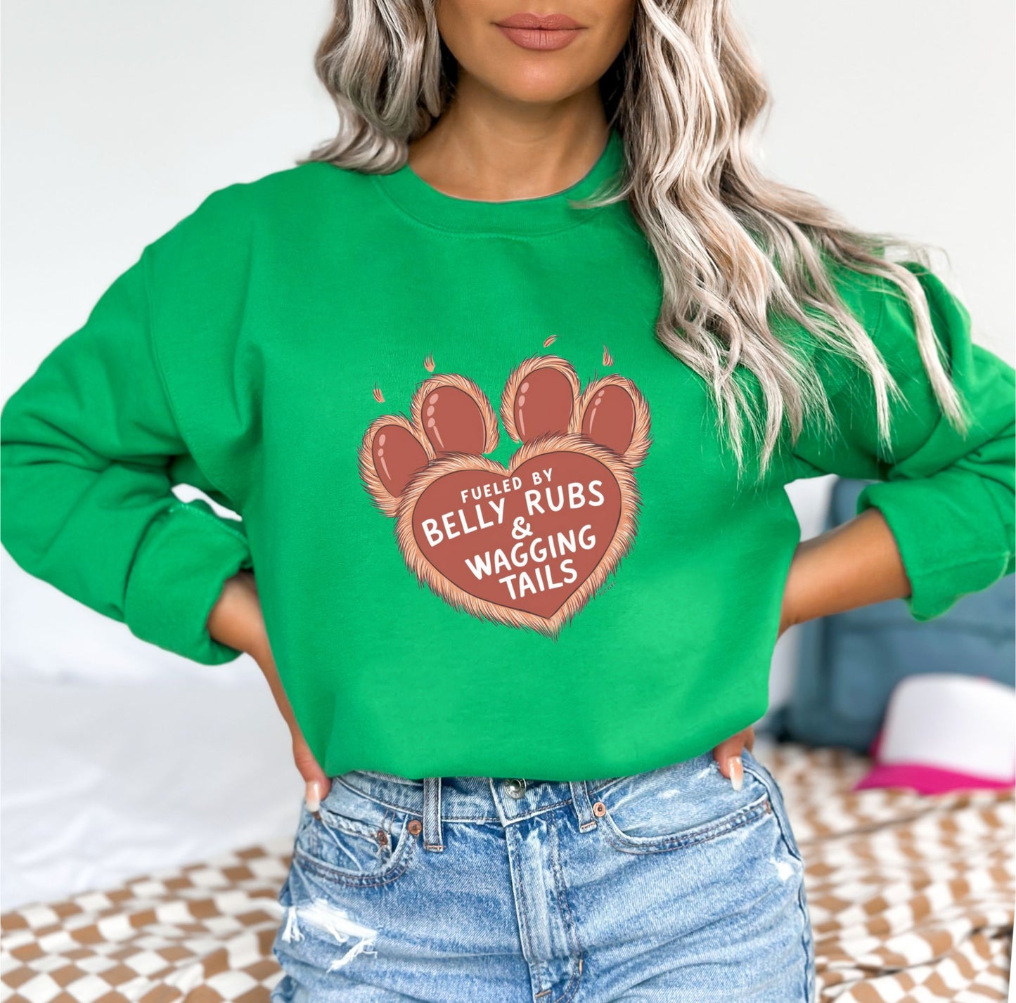 Fueled by Belly Rubs & Wagging Tails Irish Green Sweatshirt