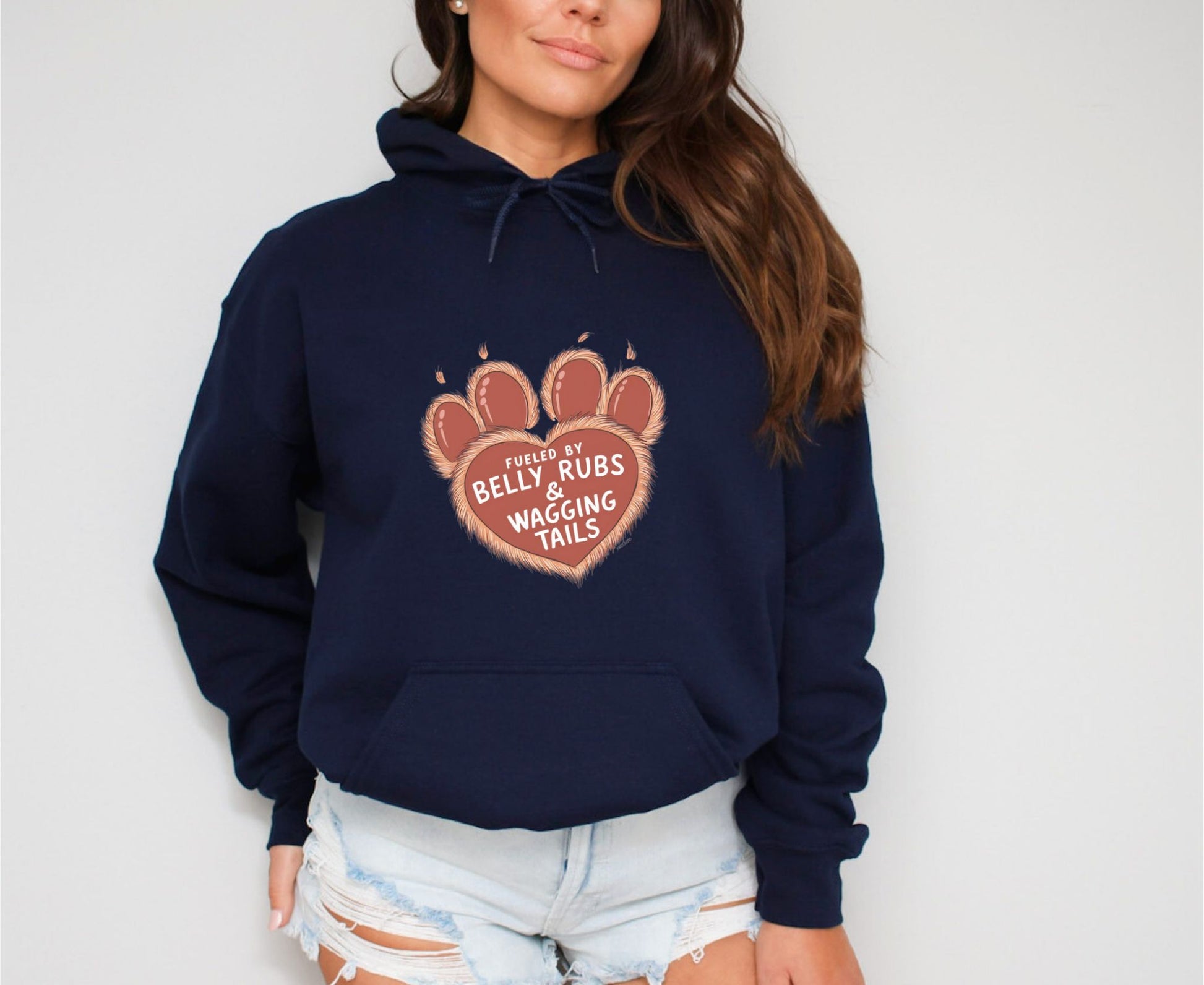 Fueled by Belly Rubs & Wagging Tails Navy Hoodie