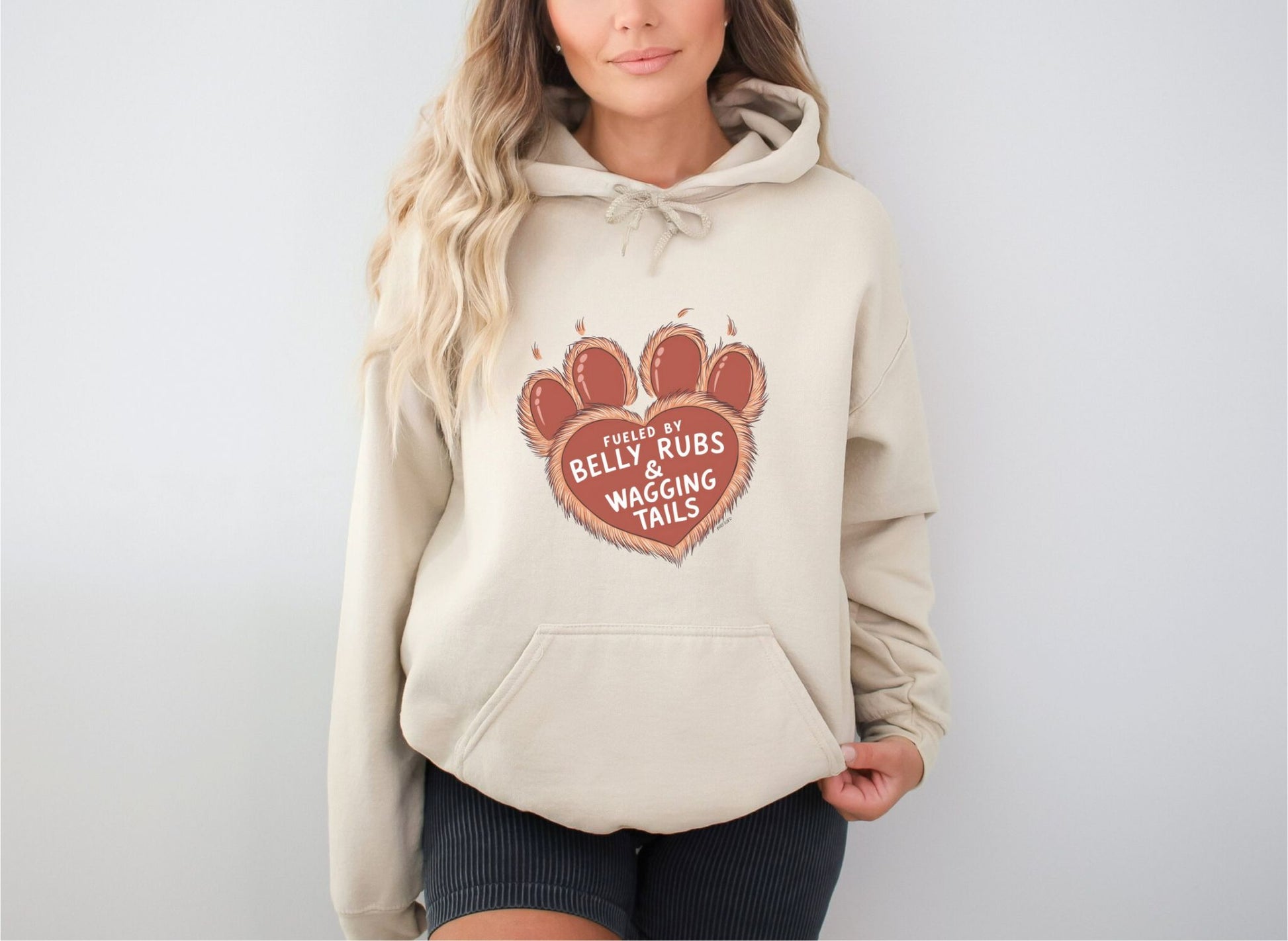 Fueled by Belly Rubs & Wagging Tails Sand Hoodie