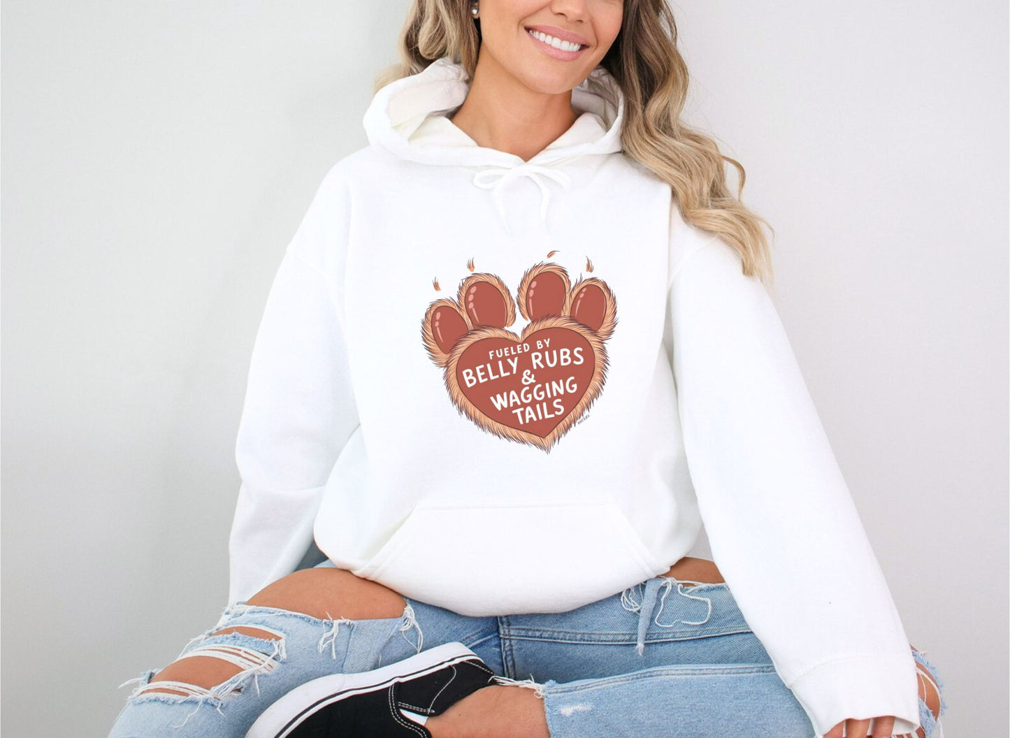 Fueled by Belly Rubs & Wagging Tails White Hoodie