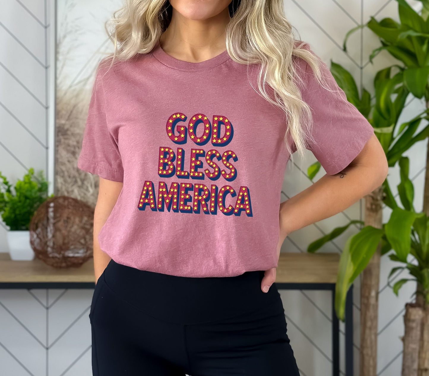 God Bless America Heather Mauve T-Shirt