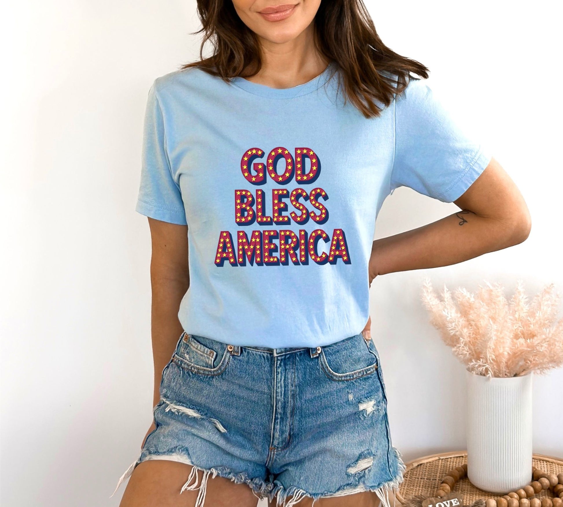 God Bless America Light Blue T-Shirt