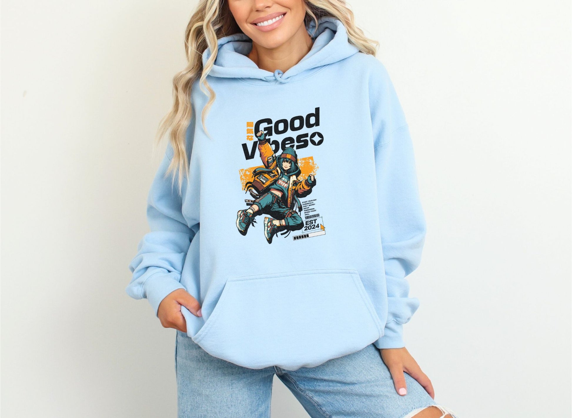 Good Vibes Light Blue Hoodie