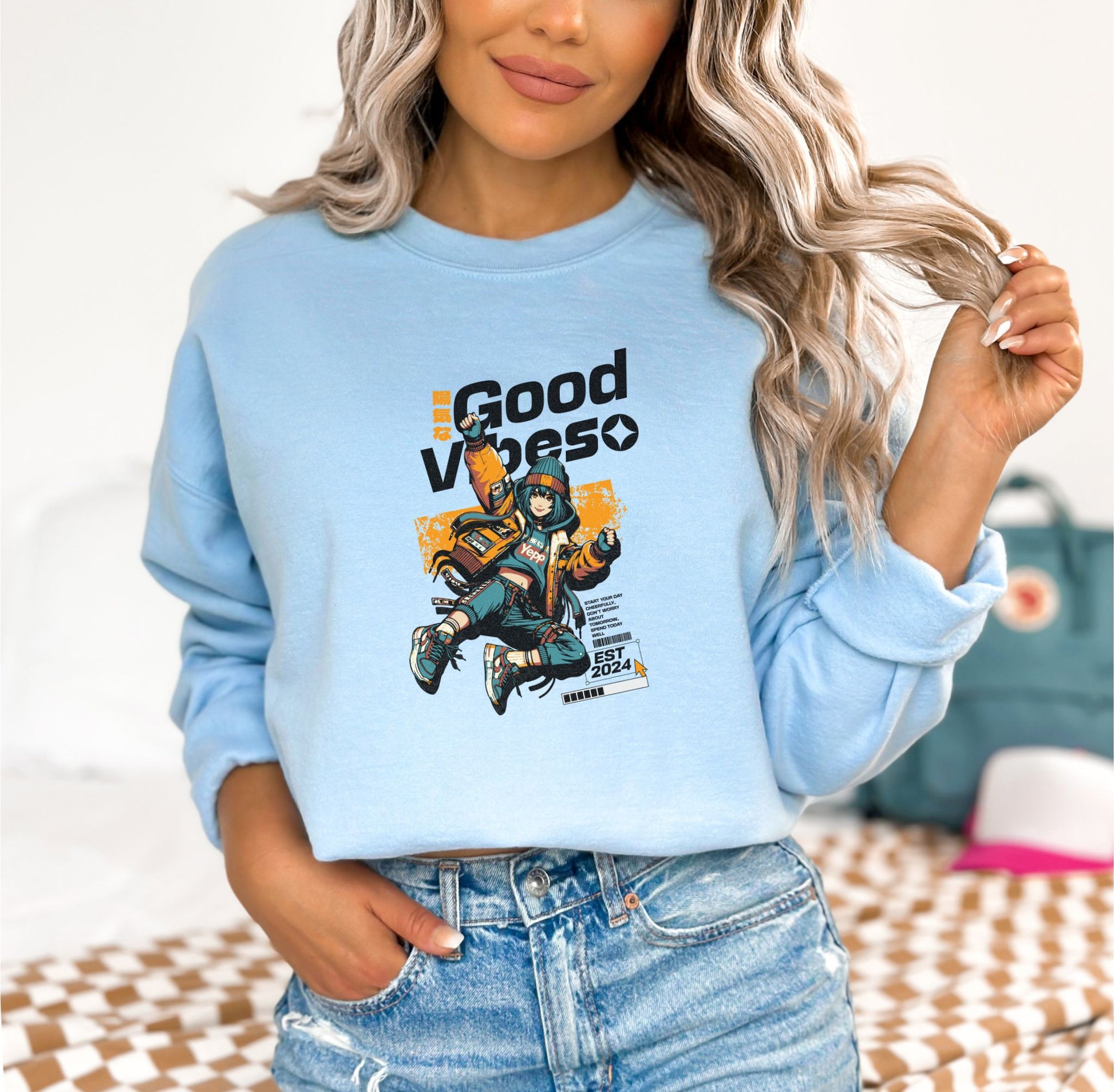 Good Vibes Light Blue Sweatshirt