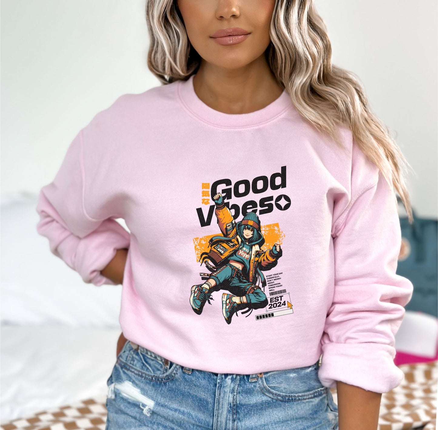 Good Vibes Light Pink Sweatshirt