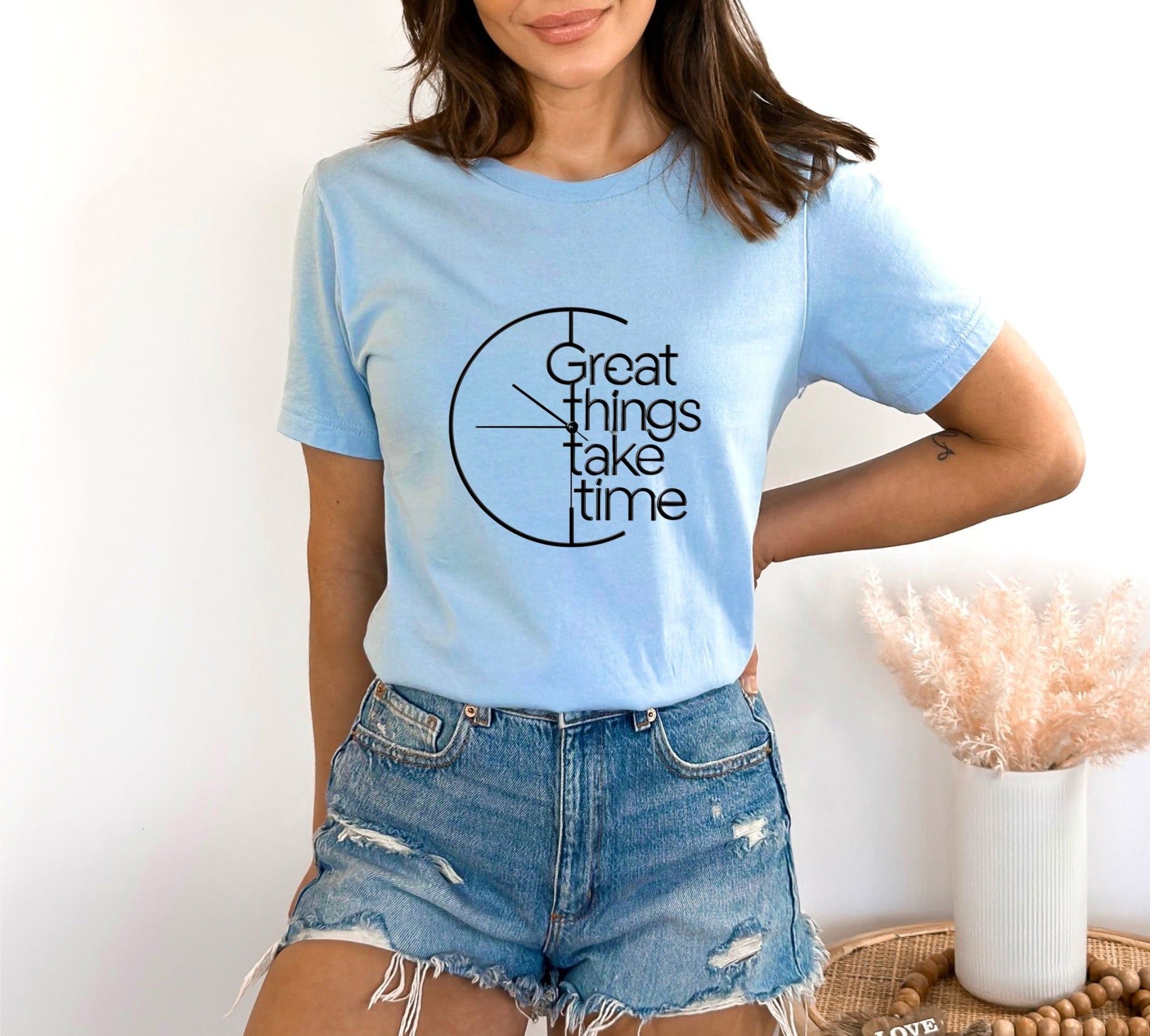 Great Things Take Time Light Blue T-Shirt