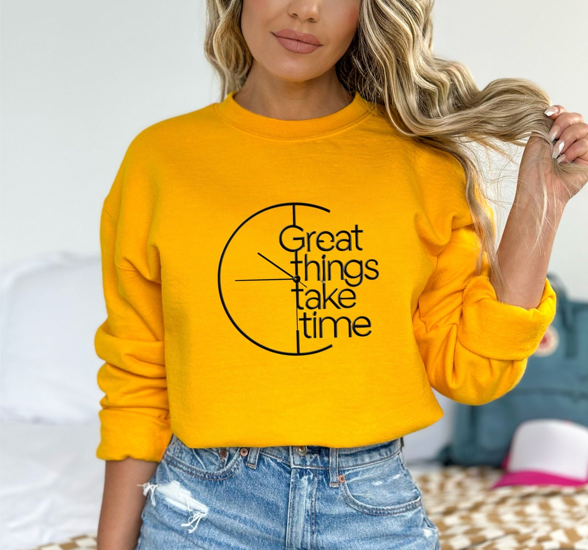 Great Things Take Time Gold Sweatshirt