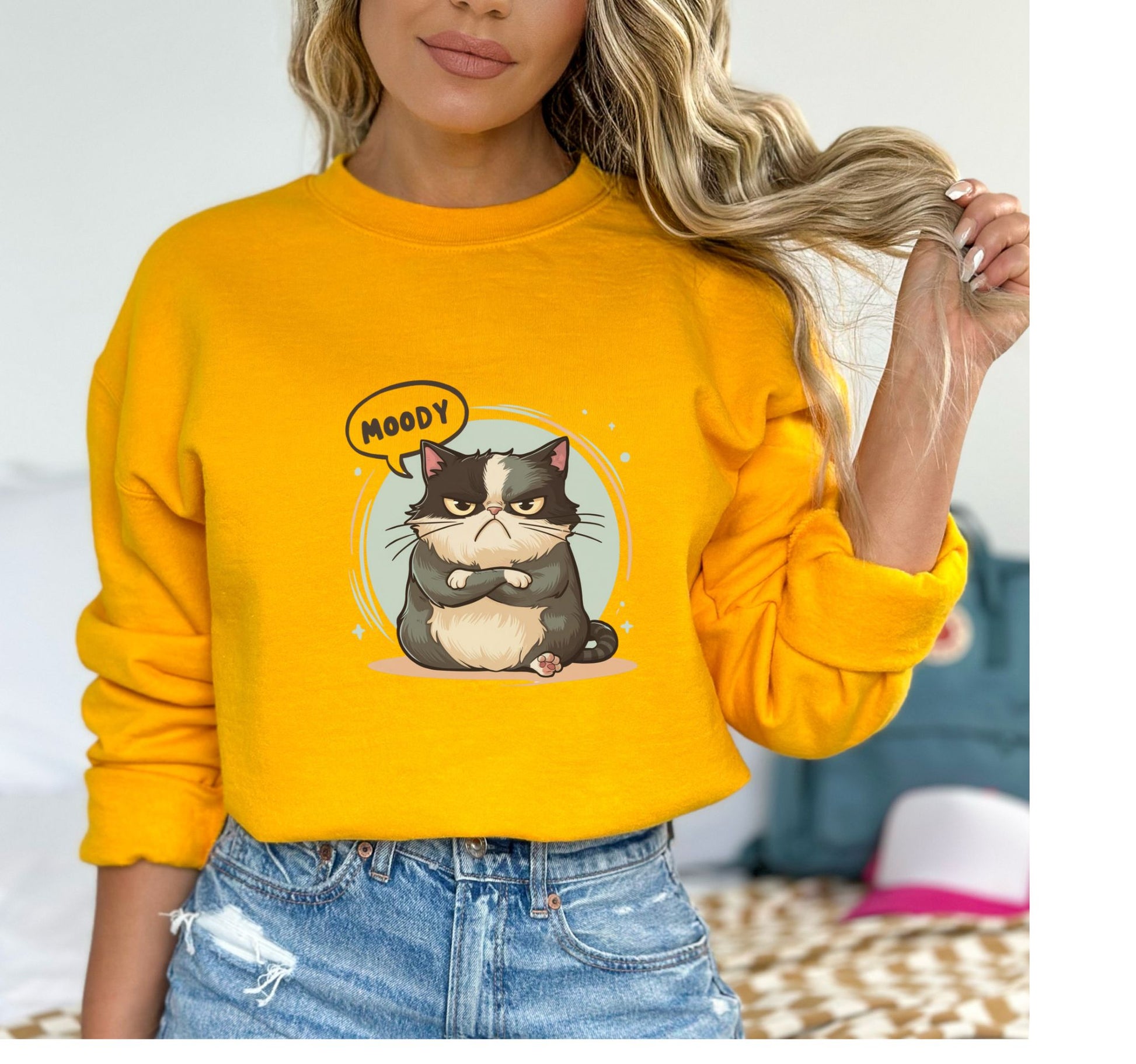 Grumpy Cat Moody Gold Sweatshirt