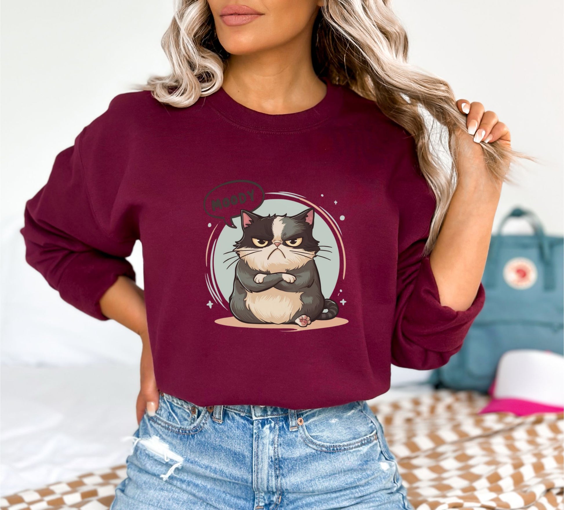 Grumpy Cat Moody Maroon Sweatshirt