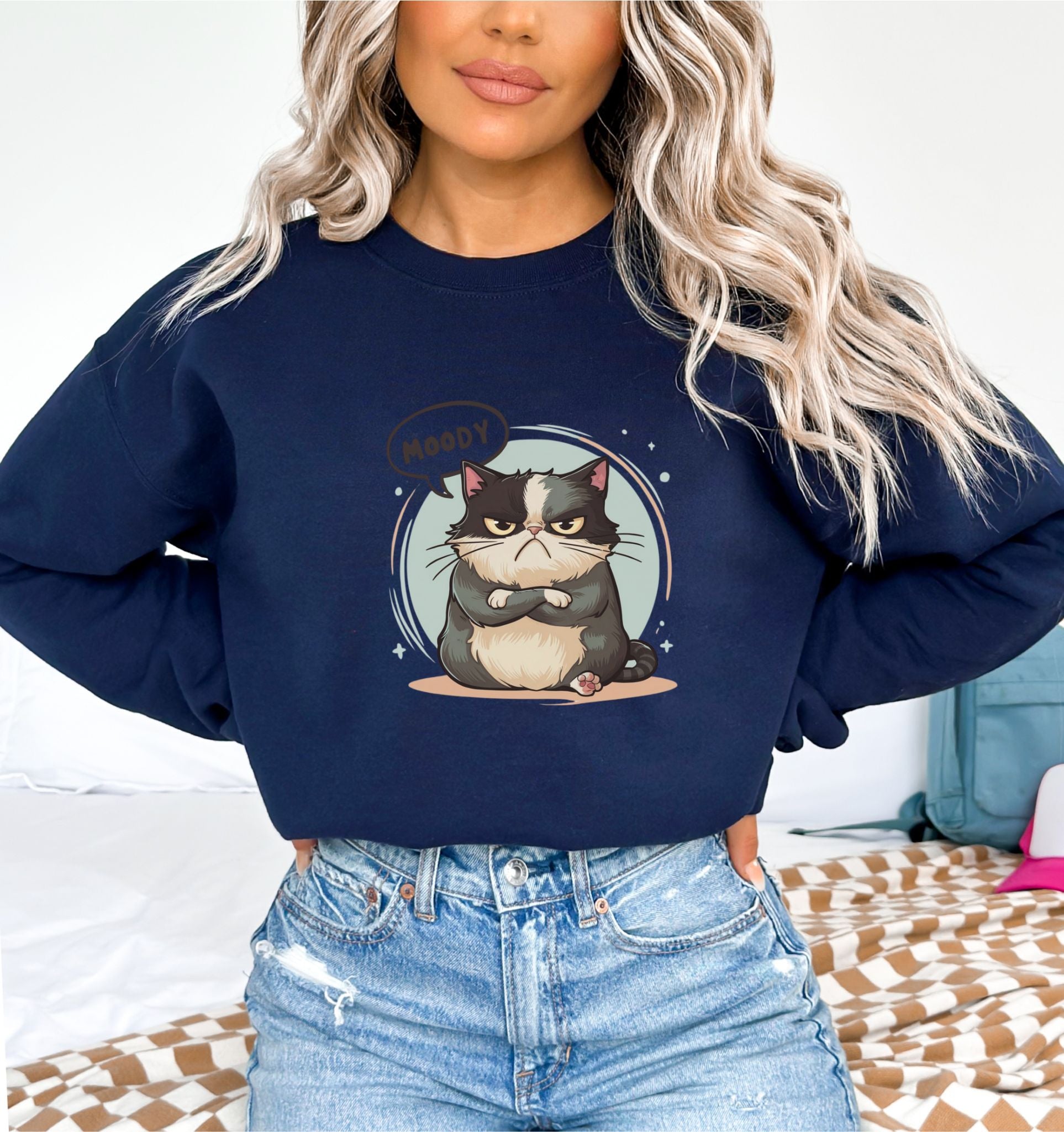 Grumpy Cat Moody Navy Sweatshirt