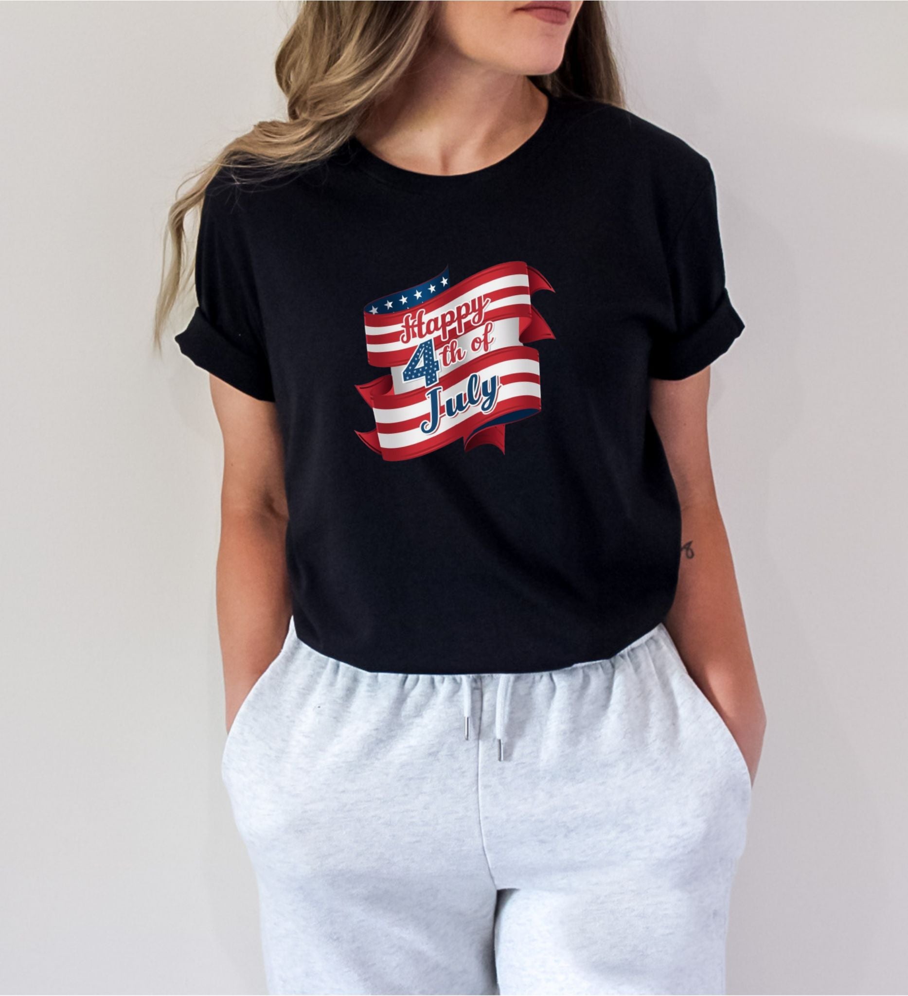 Happy 4th of July Black T-Shirt