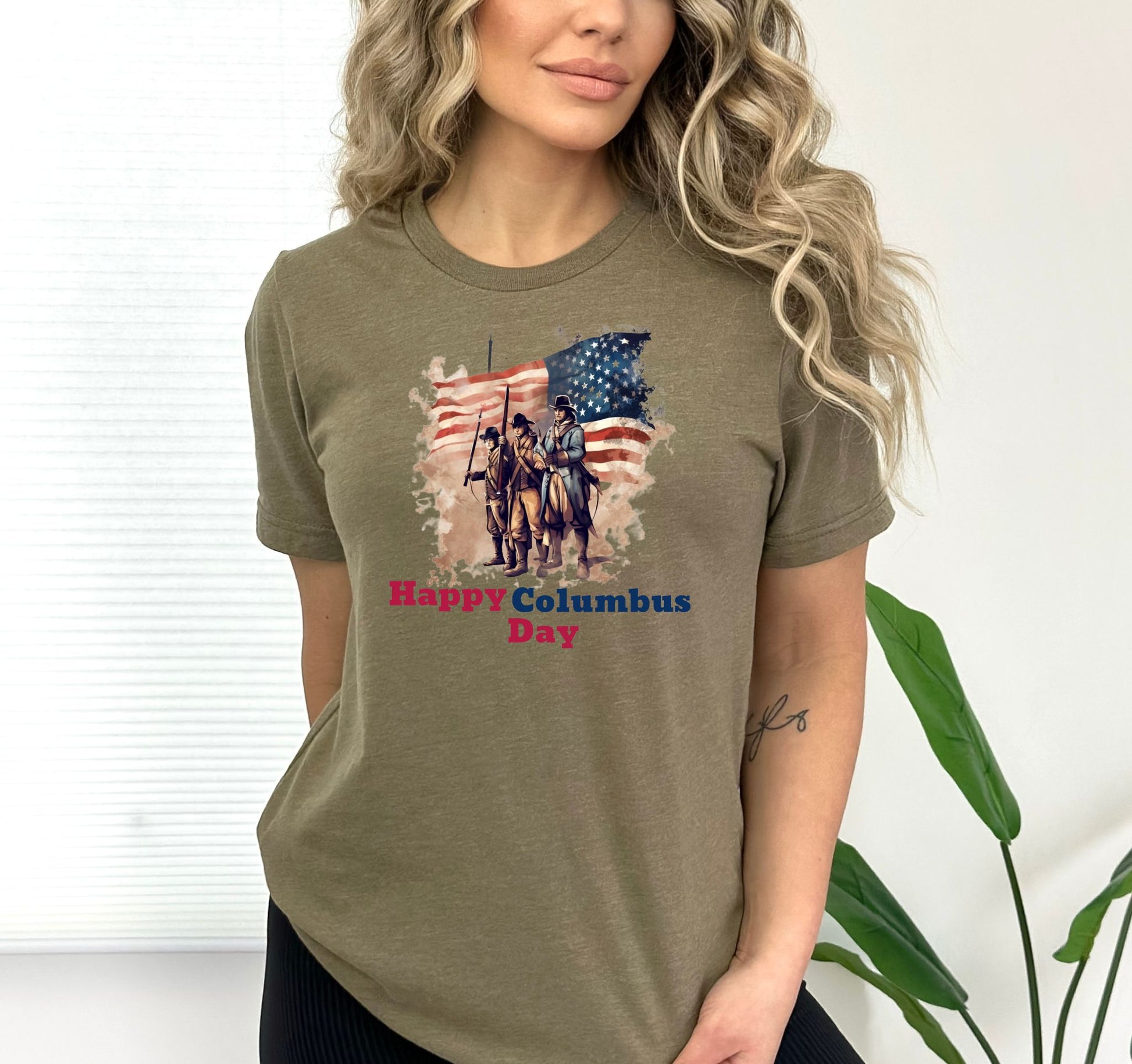 Heather Olive Happy Columbus Day Shirt