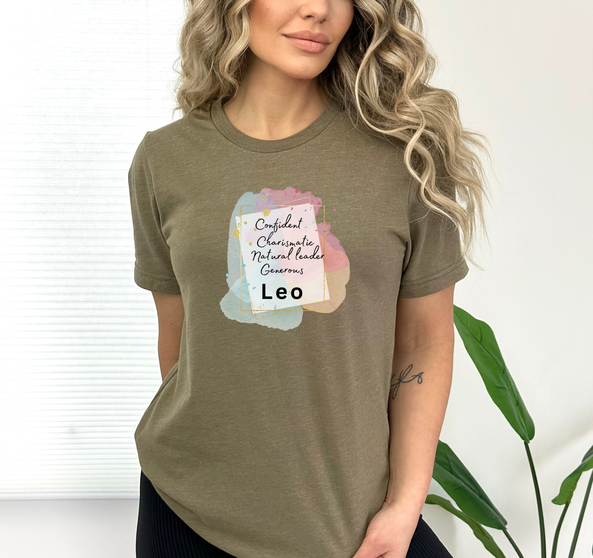 Heather Olive Leo Shirt