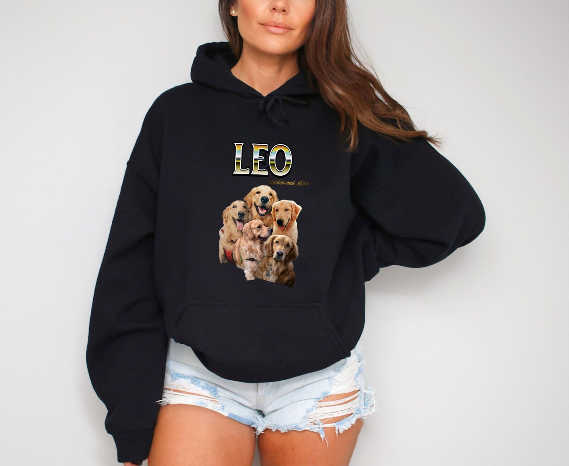 LEO Golden Retriever Dog Black Hoodie