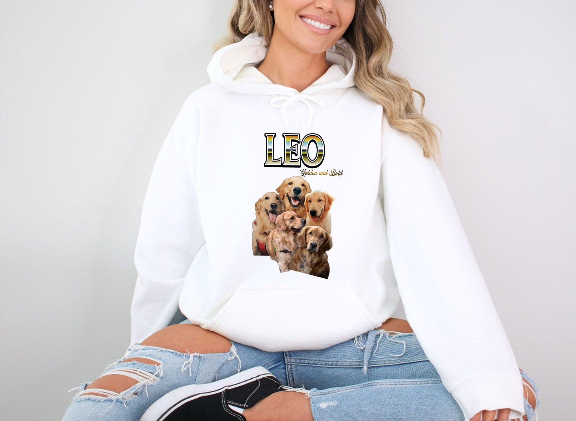 LEO Golden Retriever Dog White Hoodie