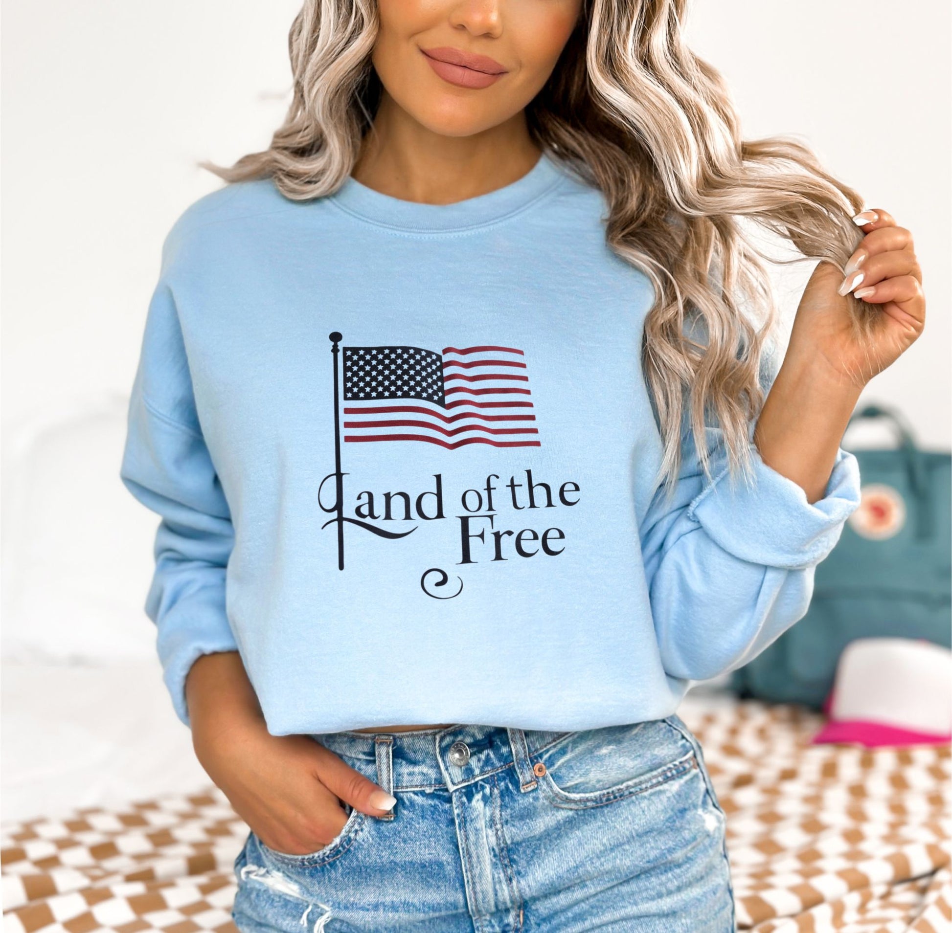 Land Of The Free Light Blue Sweatshirt 