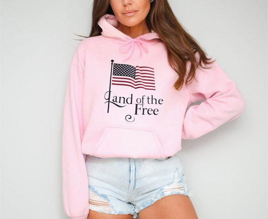 Land Of The Free Light Pink Hoodie