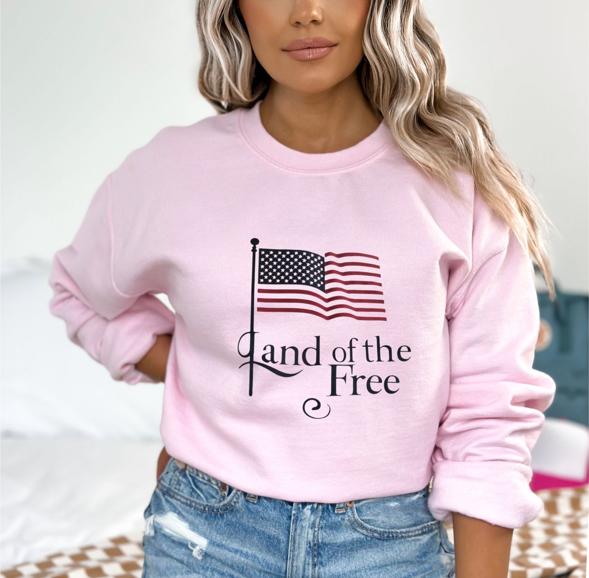 Land Of The Free Light Pink Sweatshirt 