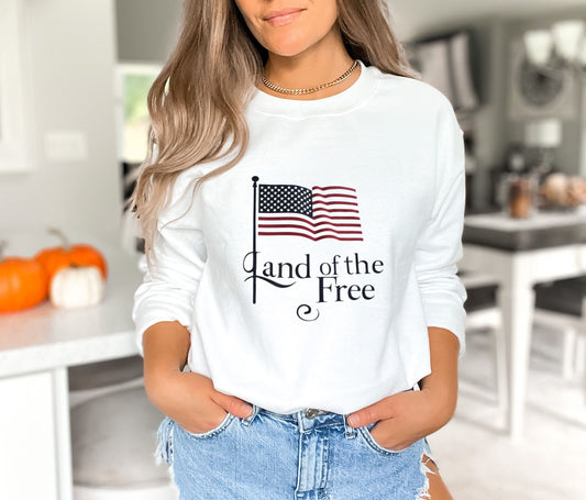 Land Of The Free White Sweatshirt 