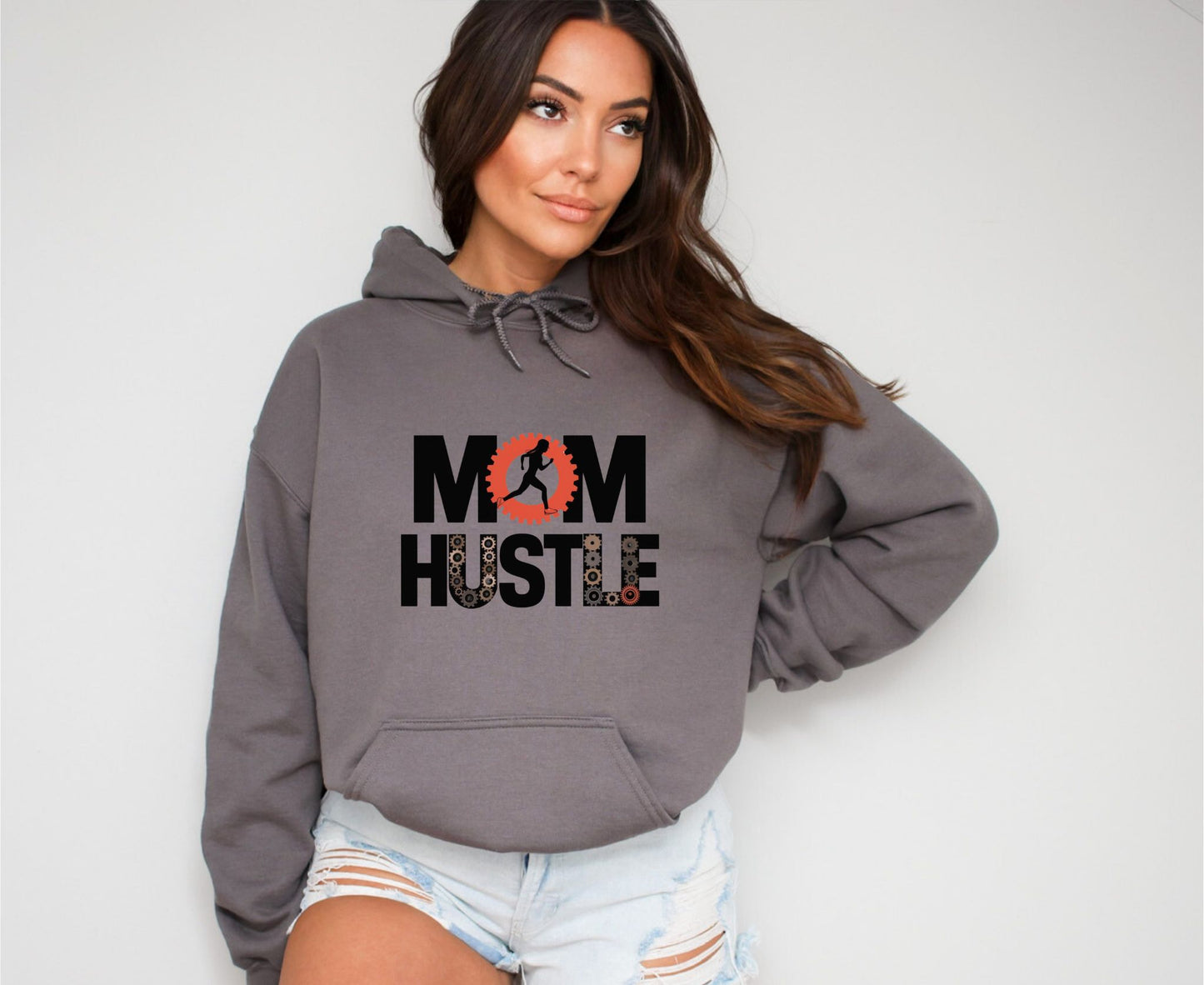 Mom Hustle Charcoal Hoodie