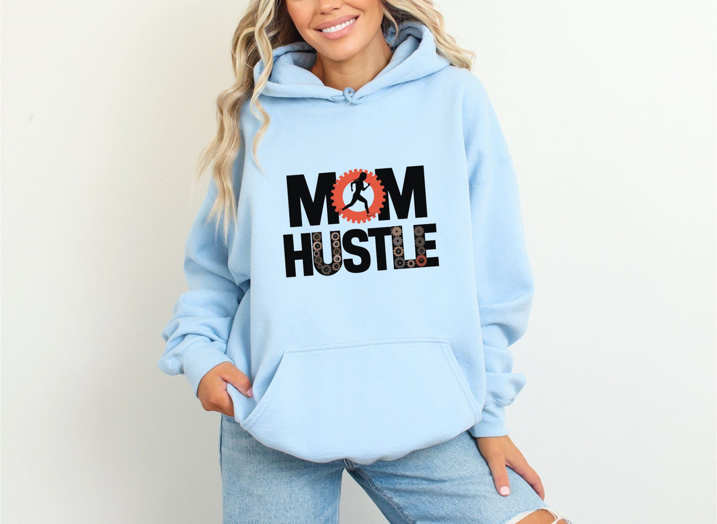 Mom Hustle Light Blue Hoodie