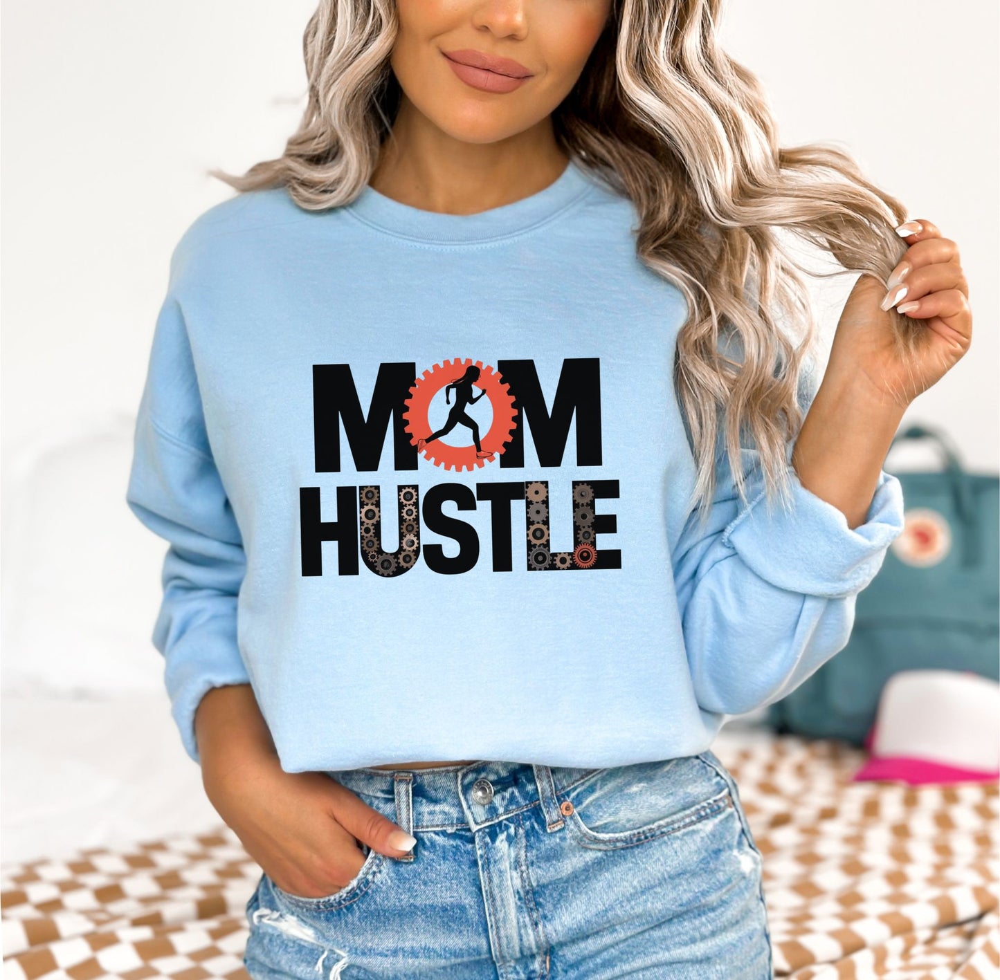 Mom Hustle Light Blue Sweatshirt