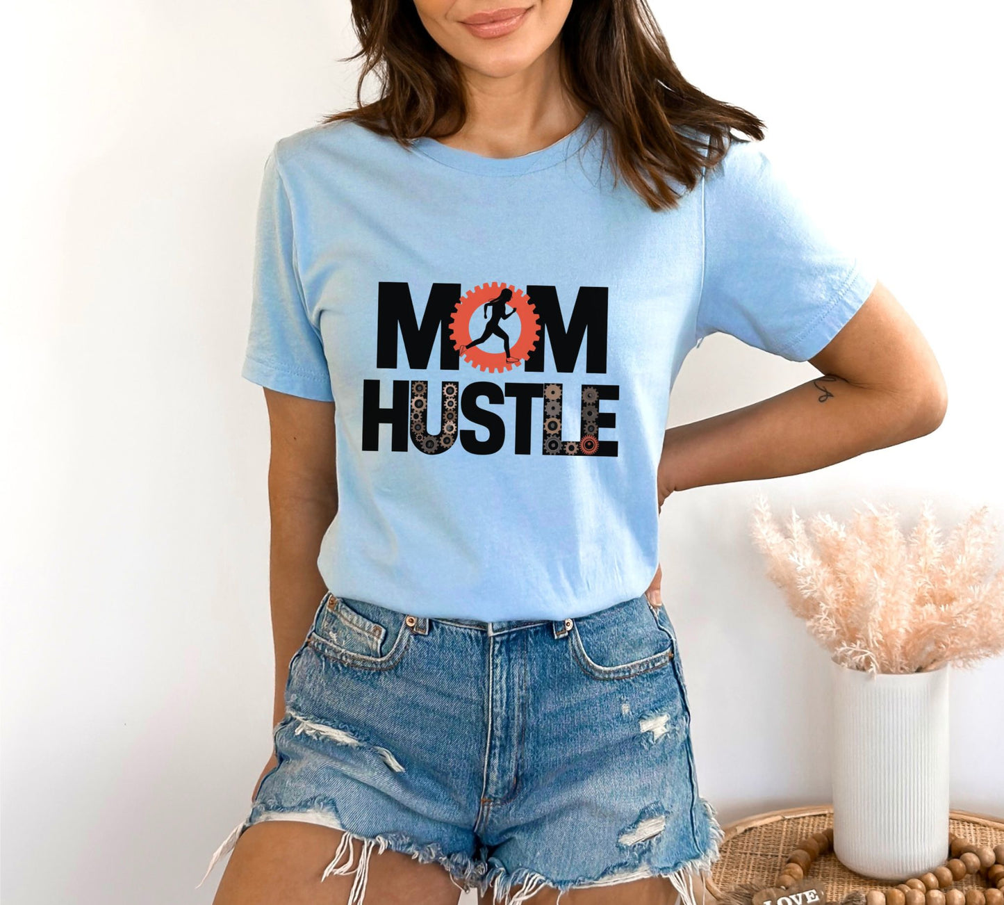 Mom Hustle Light Blue T-Shirt