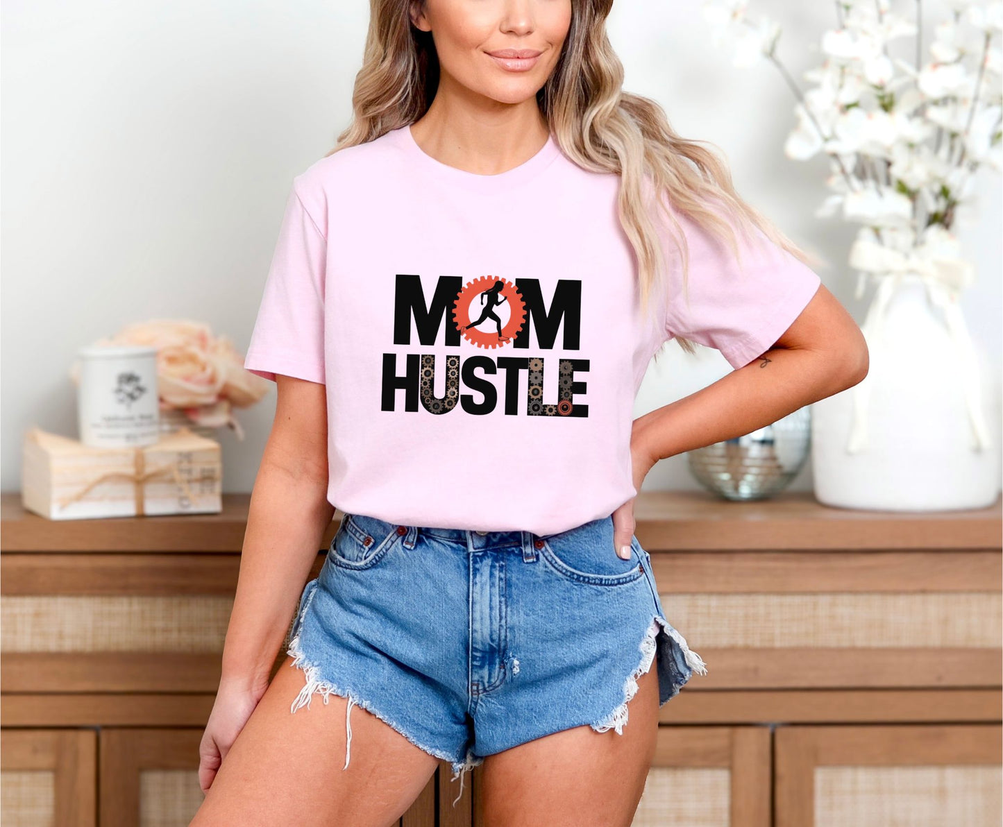 Mom Hustle Soft Pink T-Shirt