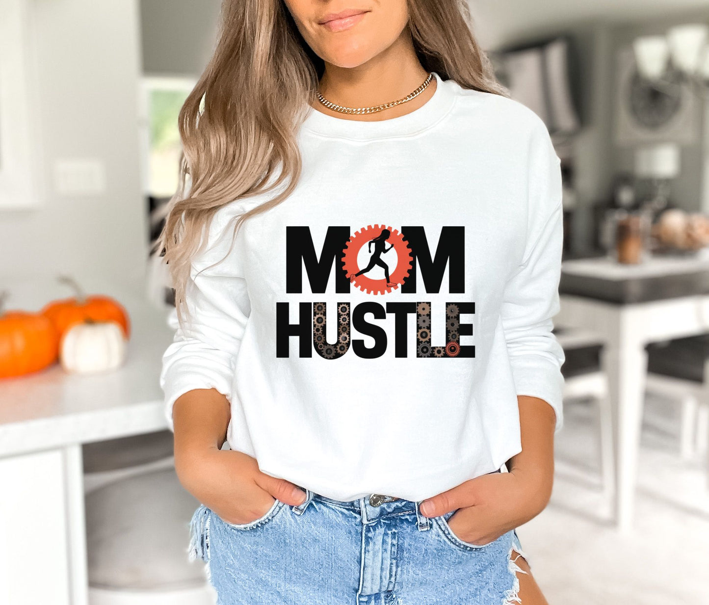 Mom Hustle White Sweatshirt