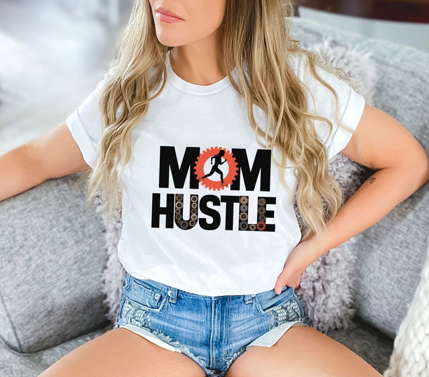 Mom Hustle White T-Shirt